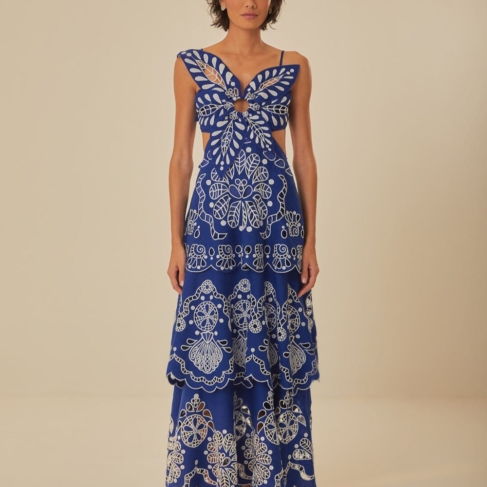 NWT FARM RIO Blue Lace Dress
